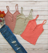 Load image into Gallery viewer, Kelly cami top with button detail (Coral)
