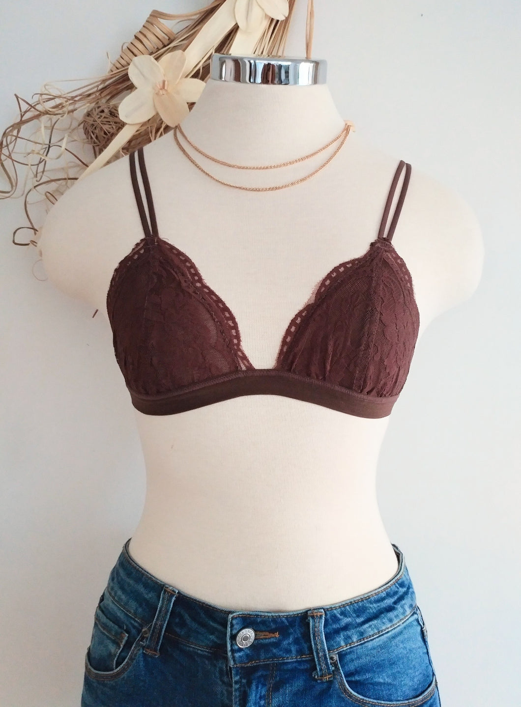 Love lace bralette (Brown)