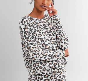 Leopard print super soft top (Black combo)