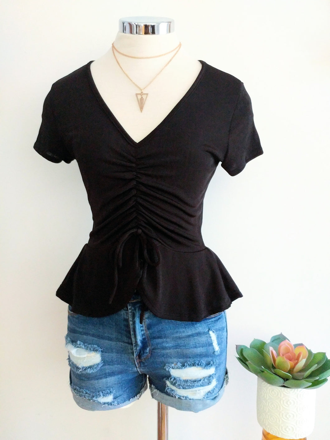 Tina peplum top (Black)