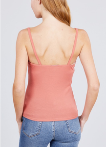 Kelly cami top with button detail (Coral)