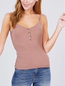 Kelly cami top with button detail (Taupe)