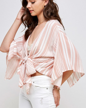 Load image into Gallery viewer, Angel sleeve tie front top (Coral)
